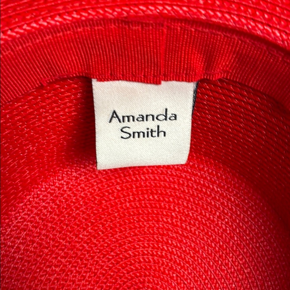 Stunning Vintage Amanda Smith Vibrant Red Women's Hat with Satin Floral Details - Picture 7 of 10